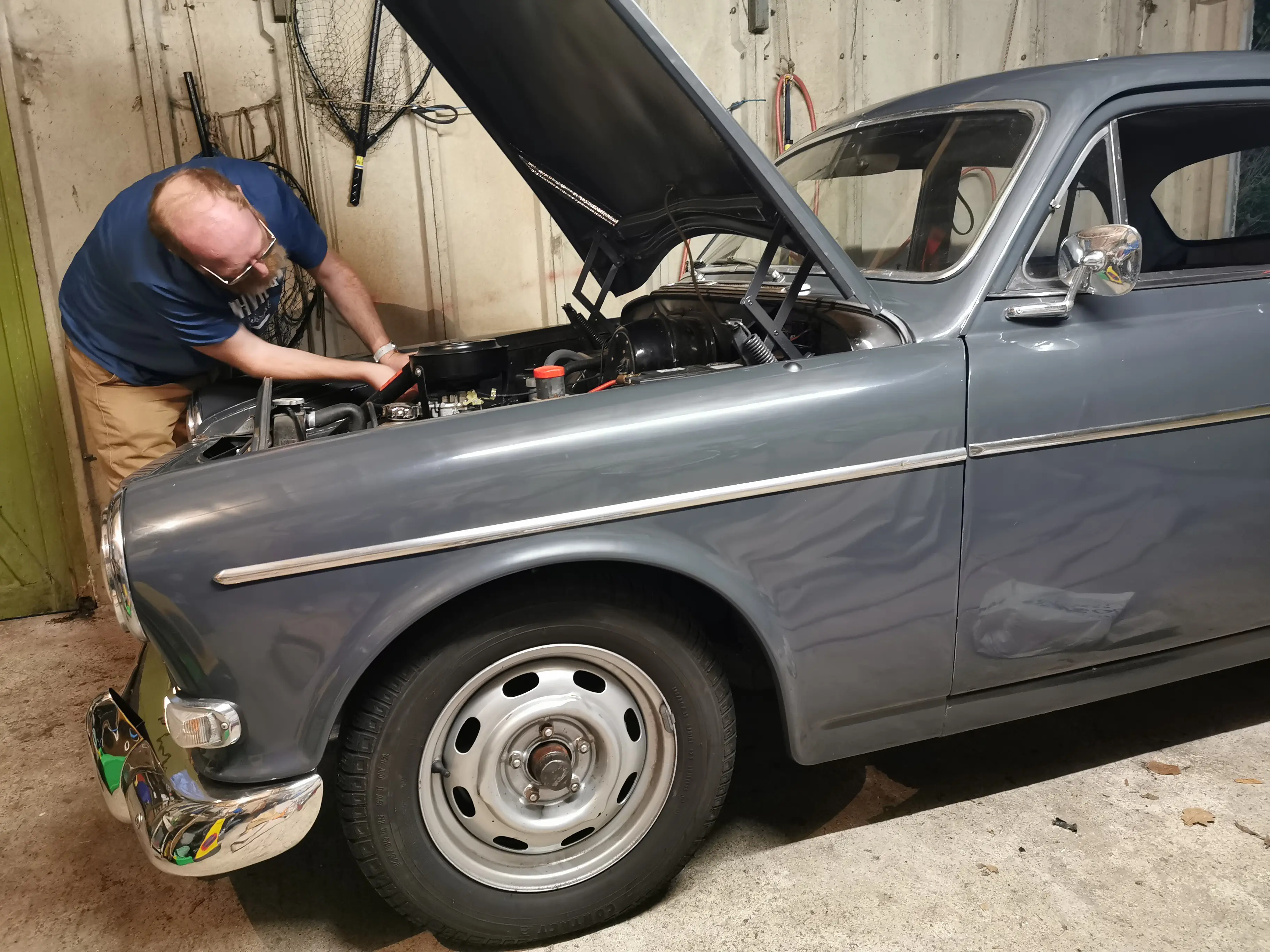 Man working on car