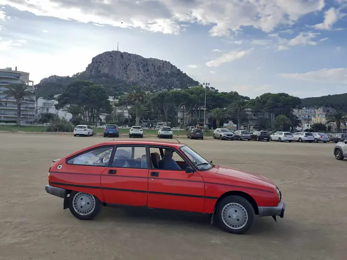 Red car hill behind