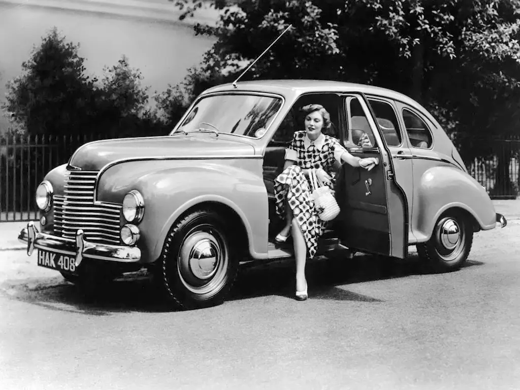 Lady in old car