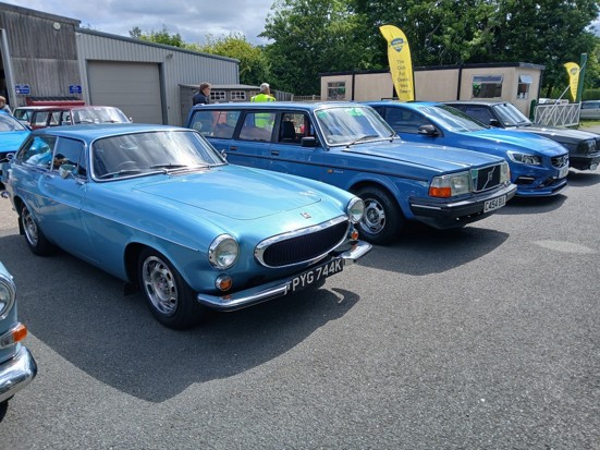 Fleet of blue Volvos