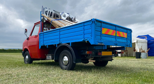 Blue Red truck back