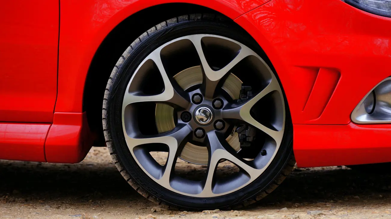 View of a car tire on a vauxhall