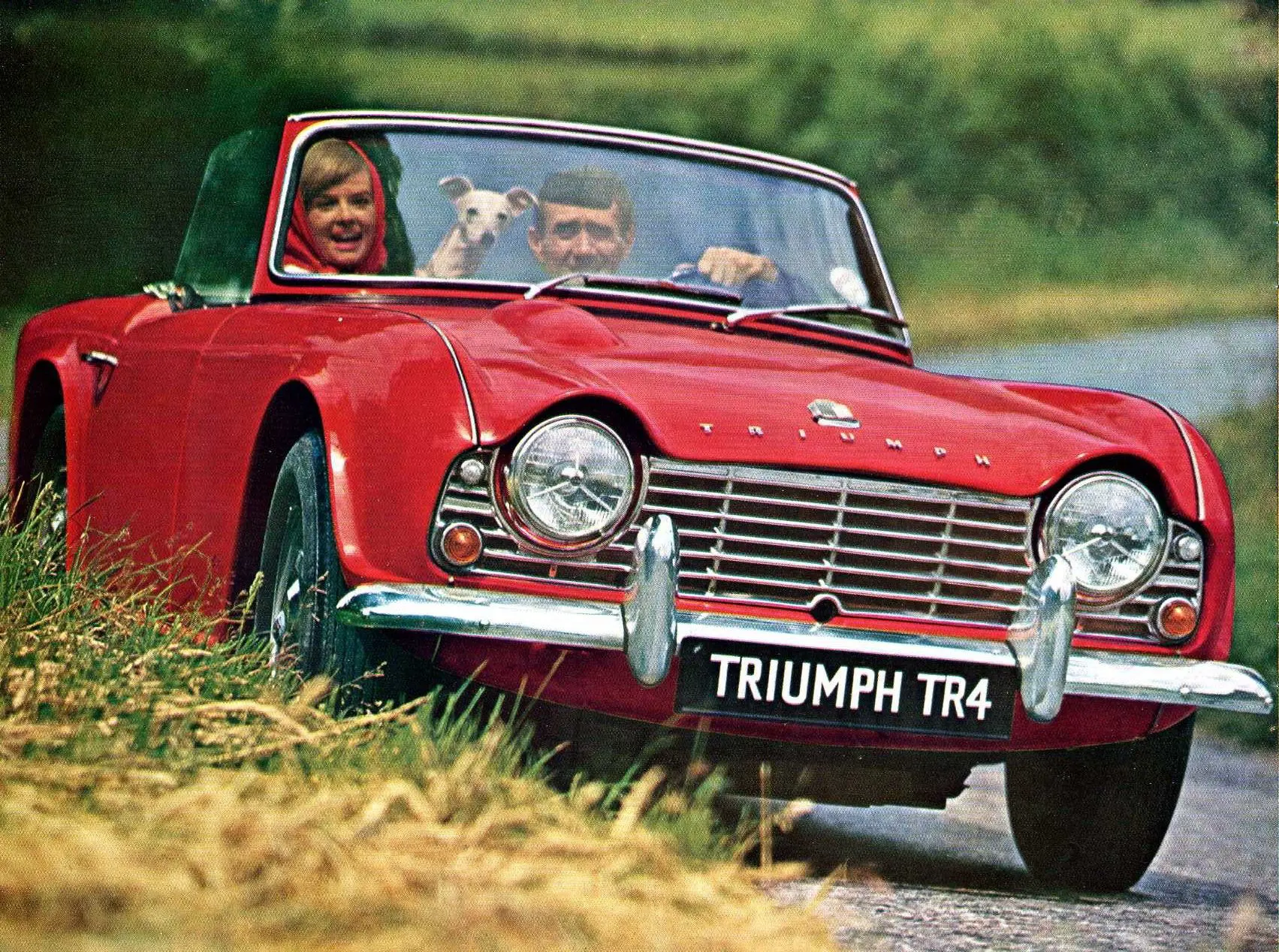 Red car driving