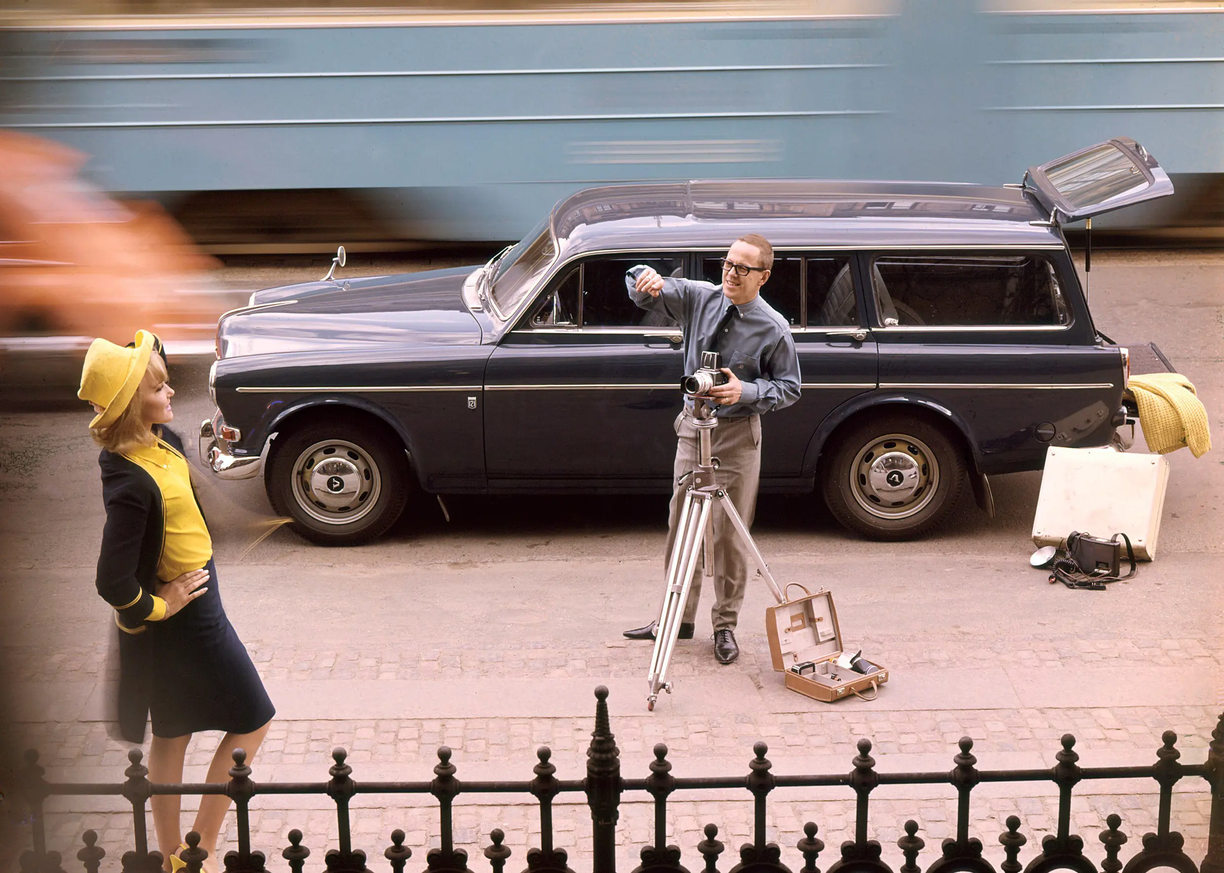 Man with black car