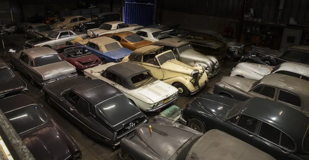 Cars in dark from above