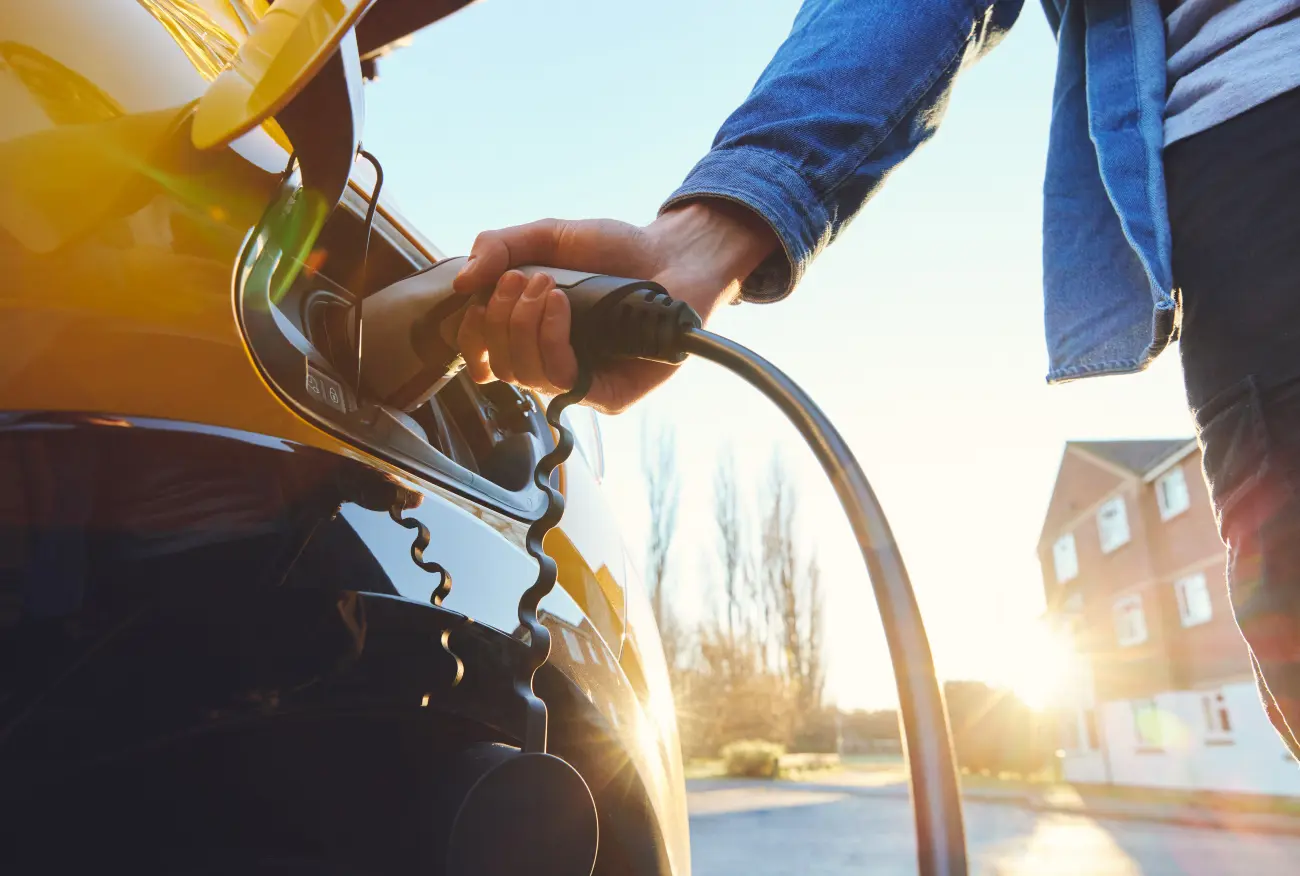 An electric car being charged