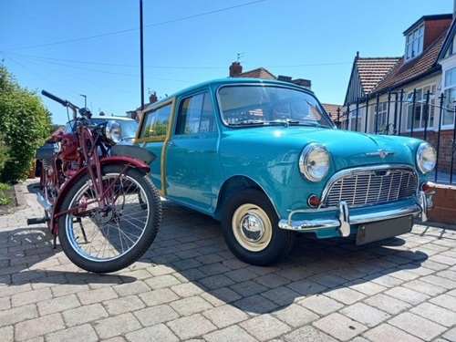 Blue car and bike